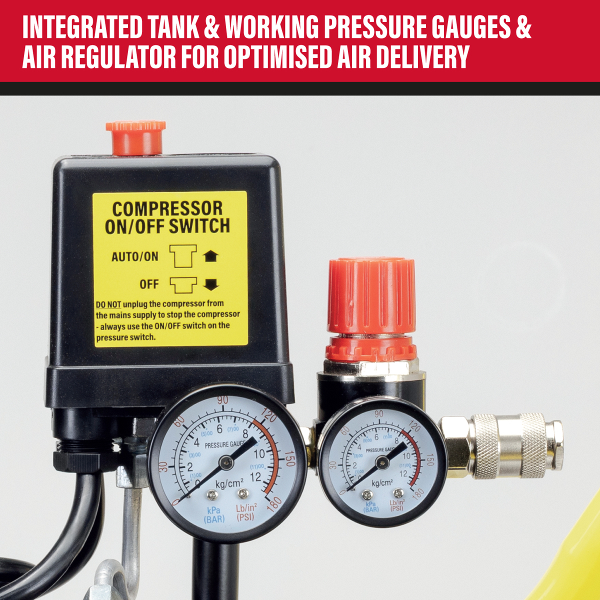 SIP AIRMATE® 110V 24L 2hp Low Noise Oil-Free Direct Drive Compressor